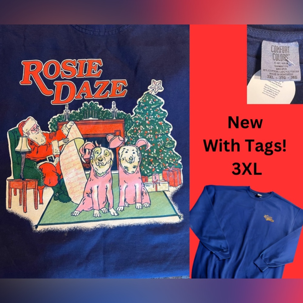 NWT Rosie Daxe Christmas Crewneck on Navy Comfort Colors